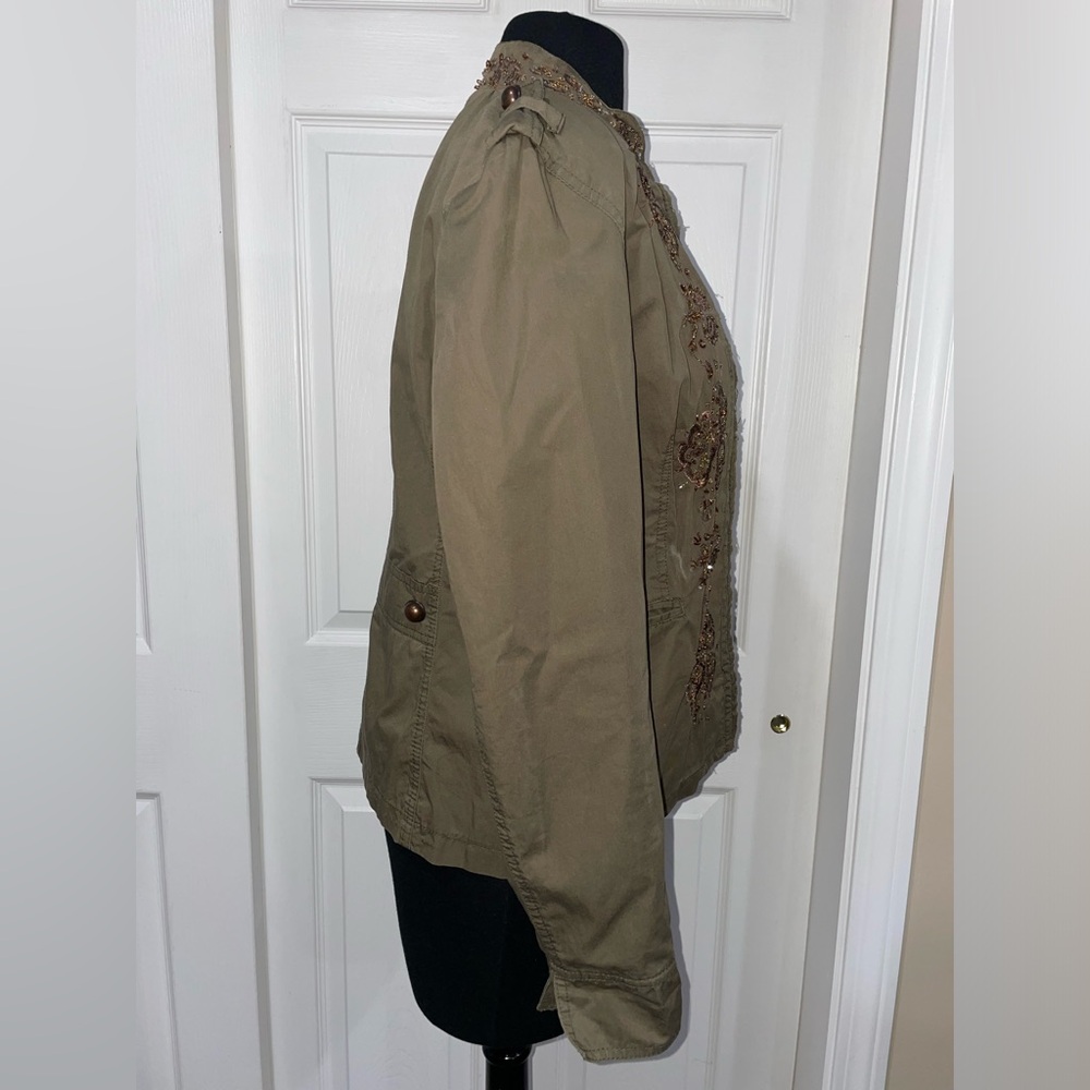 Zara TRF green jacket with embroidery / sequins, size EU L - Picture 5 of 8